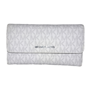 Jet Set Travel Large Trifold walletBright White with Silver tone hardwareSig